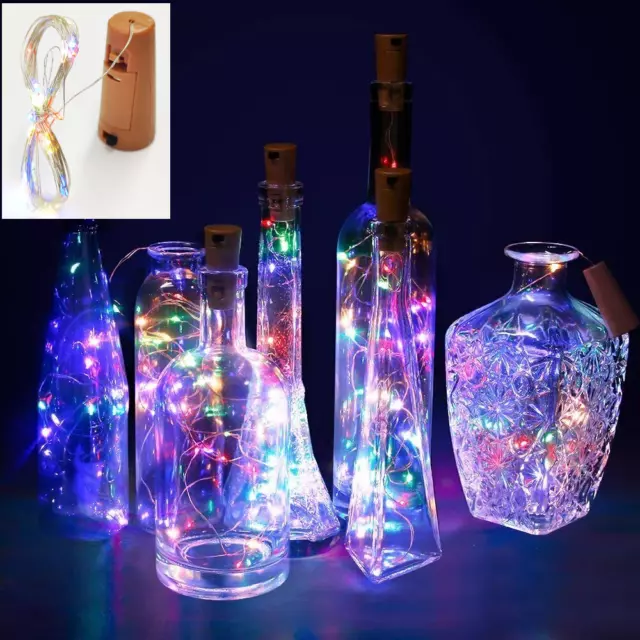 Bottle Fairy String Lights Battery Cork Shaped Christmas Wedding Party 20 Led 2M