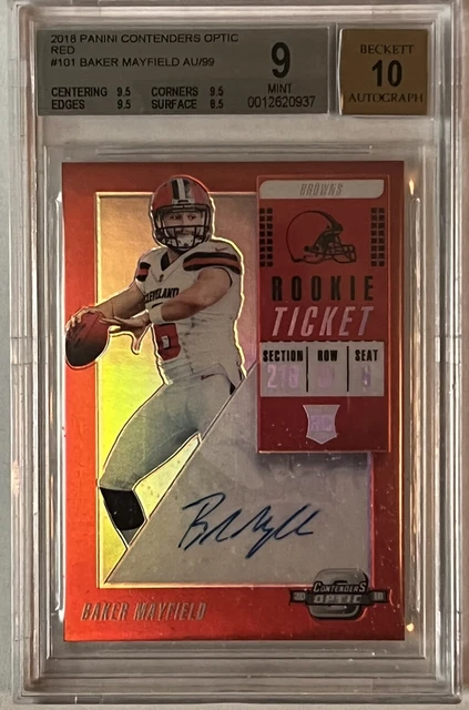 2018 Contenders Ticket Optic Red Baker Mayfield #101 Rookie Autograph RC BGS 9