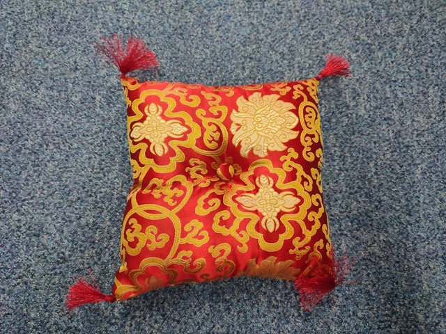 Singing Bowl Cushion Large Red Ornate
