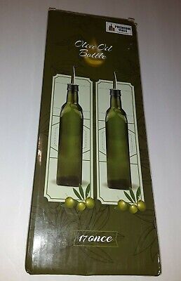 Juego de 2 botellas de aceite de oliva Premium Vials 17 onzas nuevas en caja