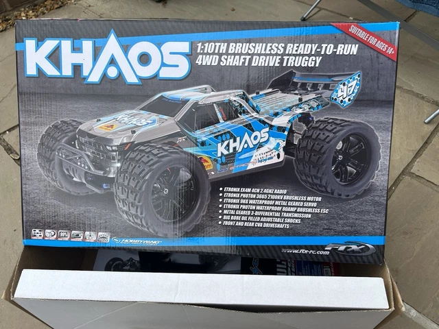FTX KHAOS 1/10 Brushless 4WD Truggy RTR 3S LiPo Charger Blue FTX5564P ...