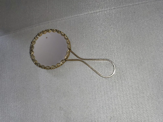 Petit Miroir Rotatif Ancien Sur Pied - Porcelaine Blanche à Motifs Floraux