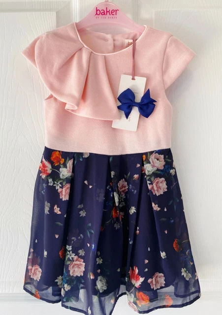 BNWT Ted Baker 18-24 months baby girl floral dress baby navy floaty with Bow