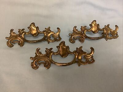 French Provincial Brass Drawer Pulls Cabinet Hardware Set Of 3 6.1/4” Approx.