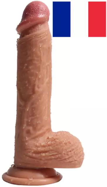 Gode Très réaliste 21cm PENIS Ventouse Sexe jouet doux pour vagin anal FR