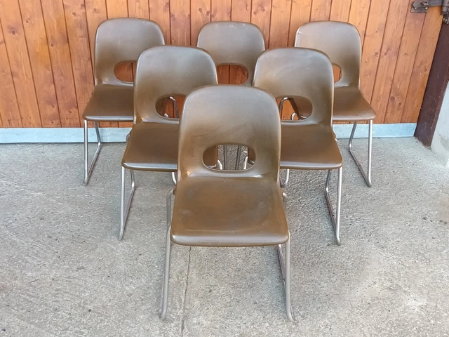 6x de Diseño Apilables Sillas Vintage Silla Cromo Casala Retro Espacio Era 70er