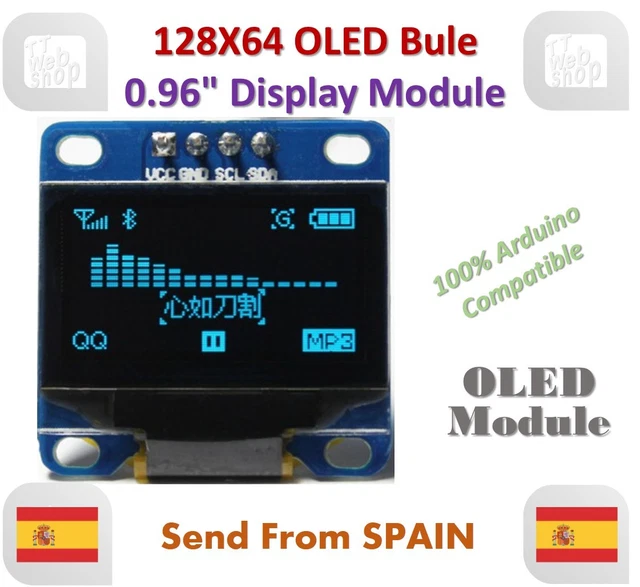 OLED AFFICHAGE 128X64 LCD LED Module Pour Arduino I2C Spi Iic Série EUR ...