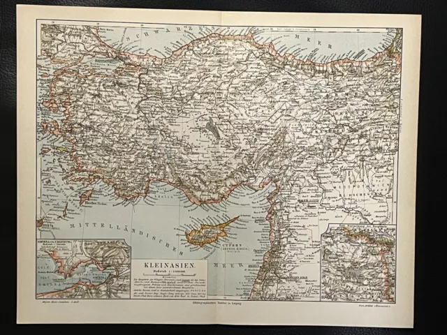 antike historische Landkarte Kleinasien ca. 1900