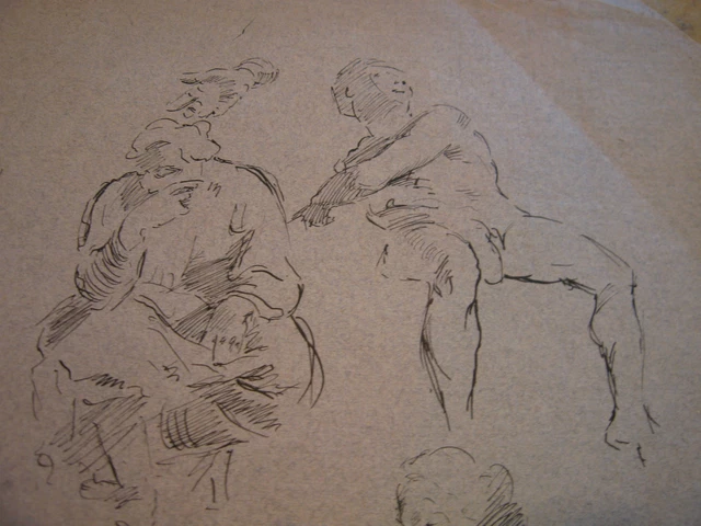 Vintage Antique Début 20th Siècle Edward Comly Trego Dessin Étude Homme/Femme 3
