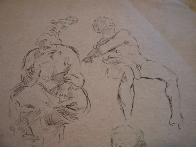 Vintage Antique Early 20th Century Edward Comly Trego Drawing Study Man / Woman 3