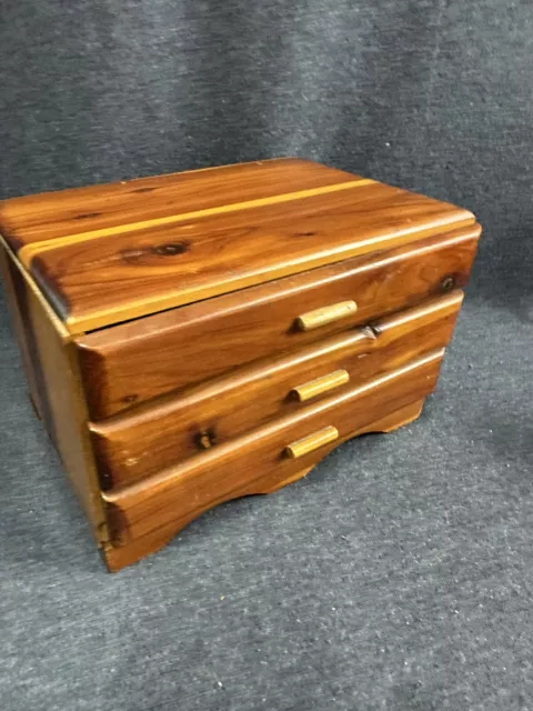 ANTIQUE HANDMADE Wood Cedar Jewelry Tool Box Cabinet w/ Drawers Minimalist MCM