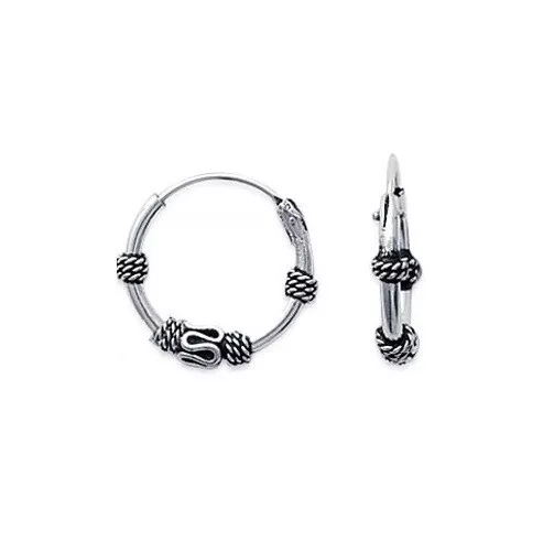 Boucles d'oreilles Créoles Tribal 14 mm En Argent Massif