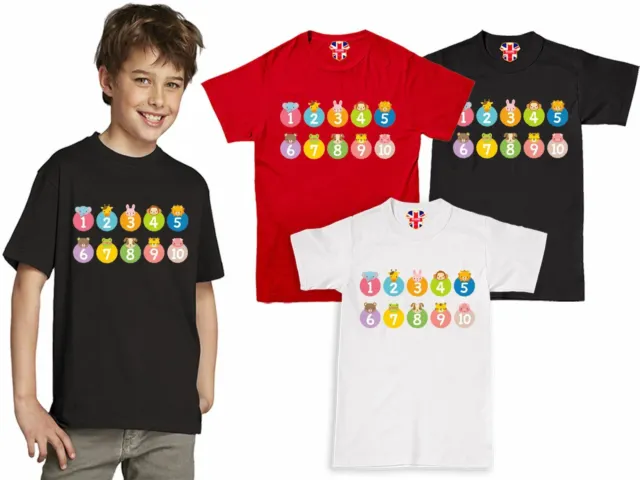 T-shirt top bambini ragazzi ragazze animali numero giorno 2022 matematica simboli scuola