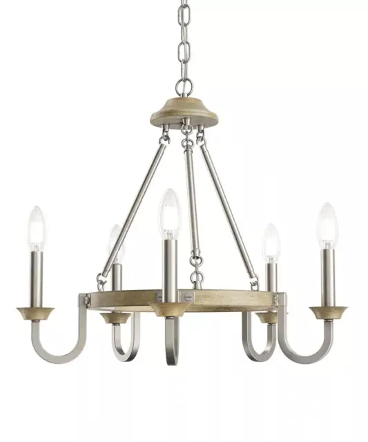 Barrett 22"W 5-Light Chandelier Distressed Antique Gray w/ Brushed Nickel Finish