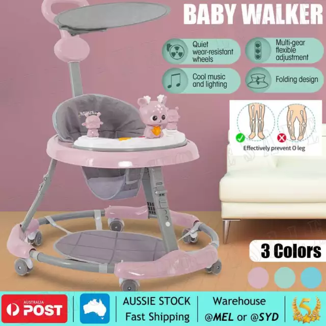 Upgrade Baby Walker Stroller Play Activity Music Kids Ride On Toy Car Adjustable