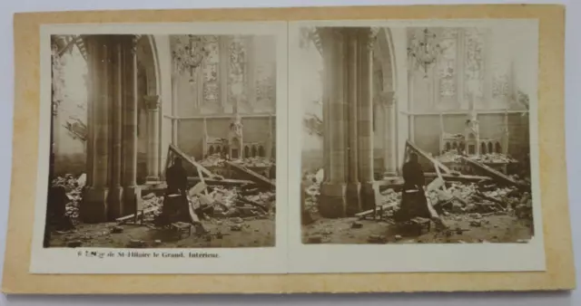 photo stereo militaire poilu 14-18 eglise de st hilaire le grand interieur