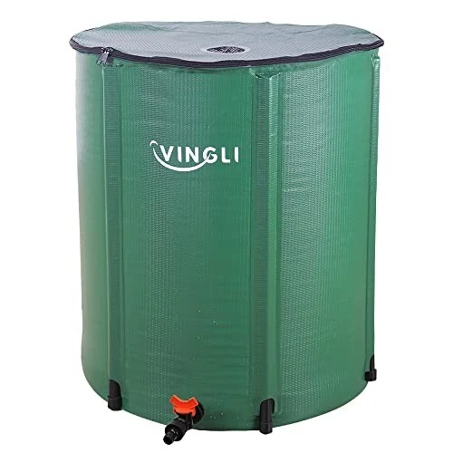 VINGLI Collapsible Rain Barrel, Portable Water Storage Tank - 50 Gallon