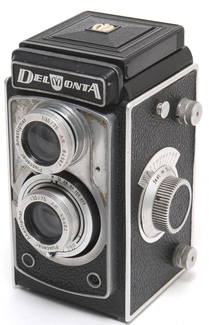 Montanus Delmonta 120 rollo película 6x6 cámara TLR con Pluscanar Anastigmat 3,5/75 mm