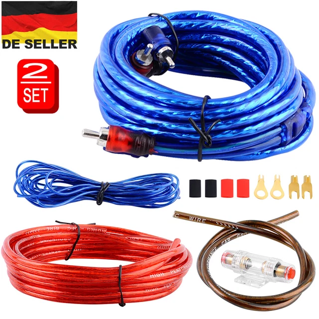 2x Set Cavi Amplificatore Amplificatore Subwoofer Veicolo Auto Hifi Audio Wire Cavo Kit