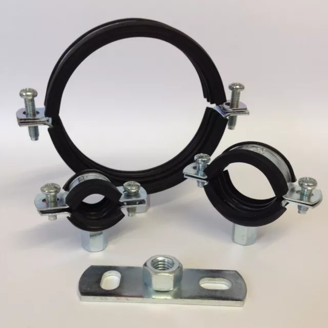 Rubber Lined Pipe Ring & optional Backplate - Hanger Clamp Bracket Munsen Munson