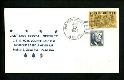 US Naval Ship Cover USS York County LST-1175 Vietnam War 1972 Last Day Service