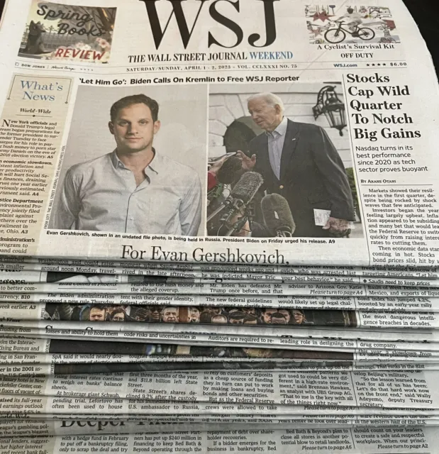 The Wall Street Journal Newspapers LOT/25 April 1st Thru April 30th -2023 Unread