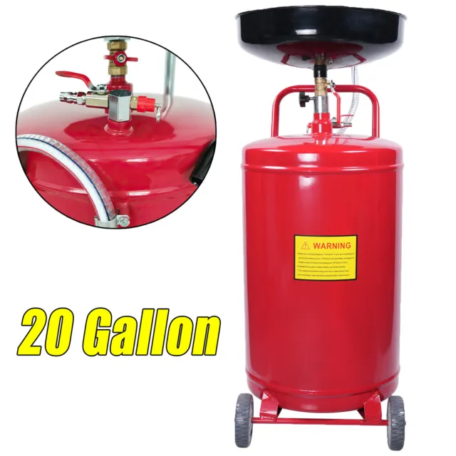 20 Gallon Portable Waste Oil Drain Tank Air Operated Drainage Adjustable Funnel
