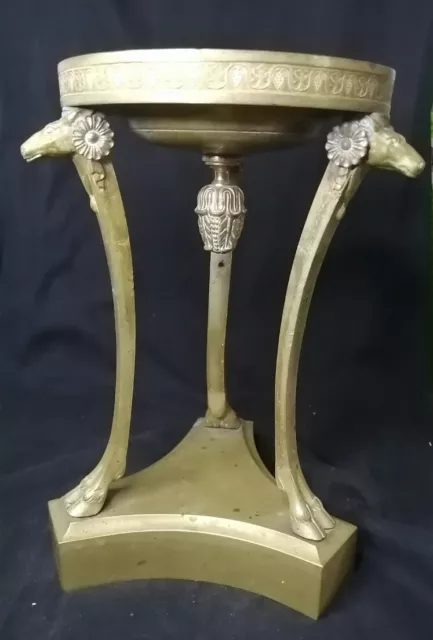 Ancien bâton de marche avec manche tête laiton crâne canne en bois