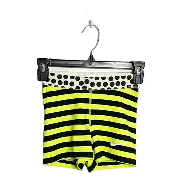 Nike Shorts Pro Bike Short Polka Dot Neon Yellow Stripe Size XS