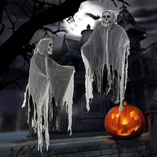 2x Halloween Party Hanging Decoration Horror Skeleton Skull Ghost Garden Outdoor