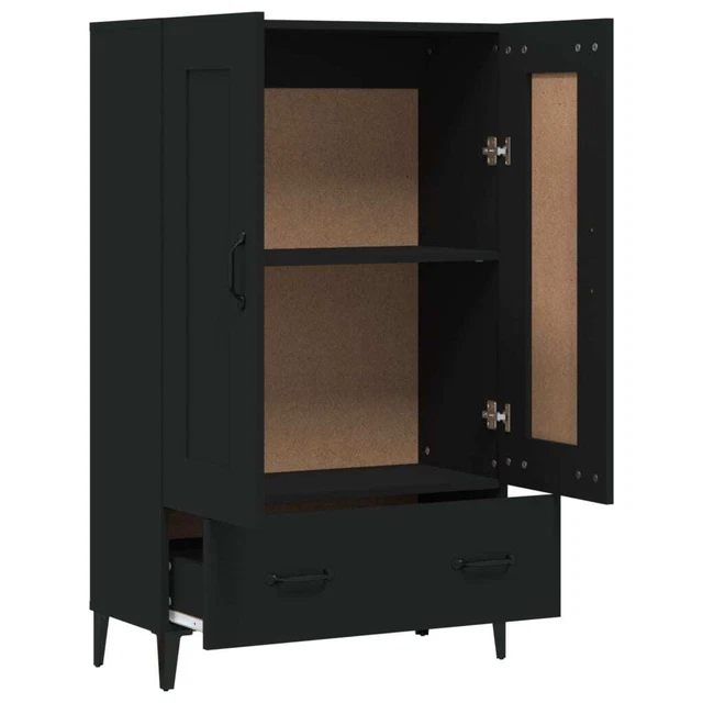 AX Credenza Nera 70x31x115cm Stile Industriale Soggiorno Cassetto Legno + 812574