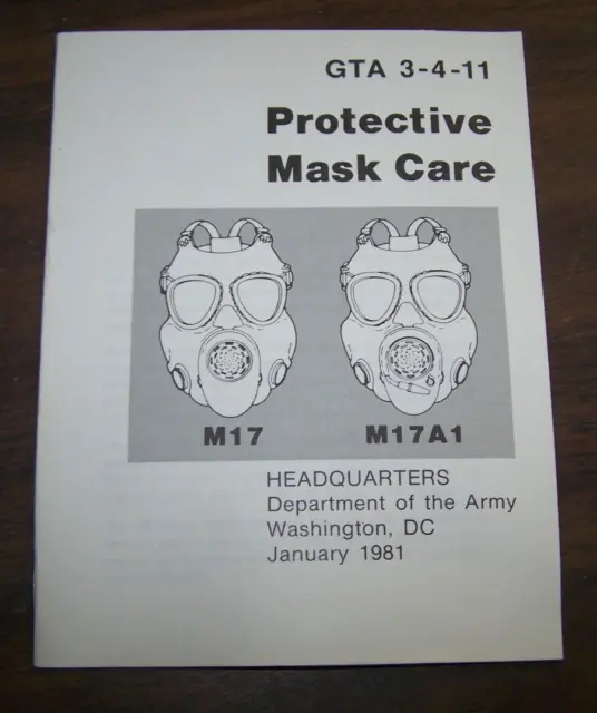 M17 / M17A1 Gas Mask Care Booklet, U.s. Issue *New*
