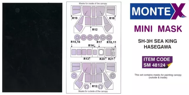 Montex 1/48 SIKORSKY SH-3H SEA KING CANOPY & WHEELS PAINT MASK Hasegawa