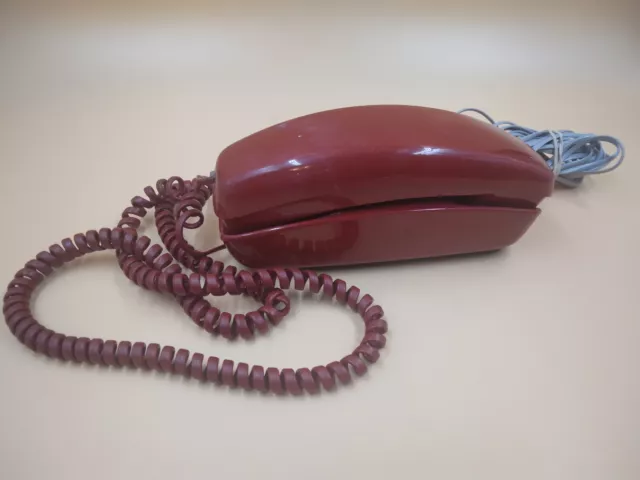 VTG Western Electric Bell System Cherry Red Rotary Trimline Desk Phone Works