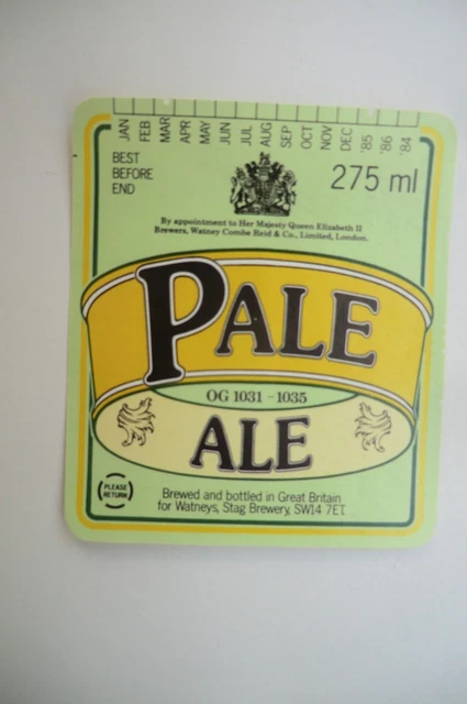 Watneys London Pale Ale 1984 Brauerei Bierflasche Etikett