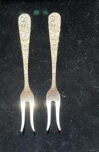 2PCS S. Kirk & Son Vintage Sterling Silver Repousse Lemon Forks