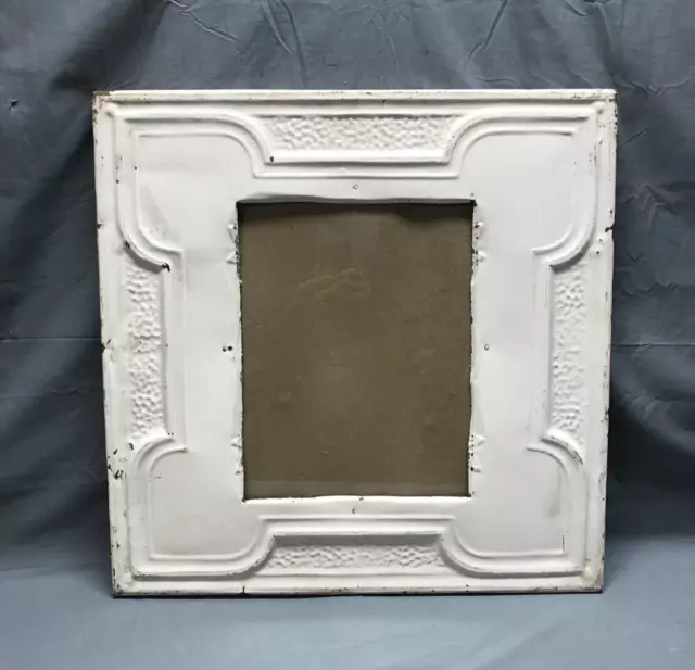 Antique Repurposed TIN CEILING Metal 11x14 White Picture Frame Recycled 1719-22B