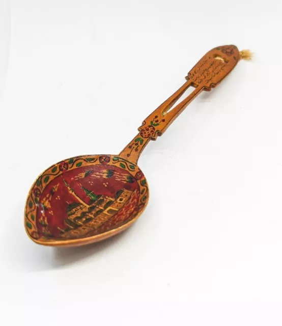 Vintage Handbemalter Persischer Holz Löffel Farsi Orientalisch Filigran