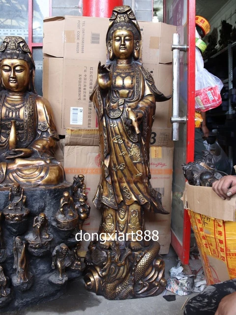 Bronze eighteen arhats Dragon Avalokitesvara Guanyin Bodhisattva Buddha Statue