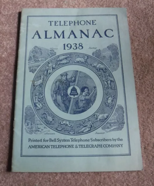 Vintage 1938 Telephone Almanac Bell System American Telegraph Company