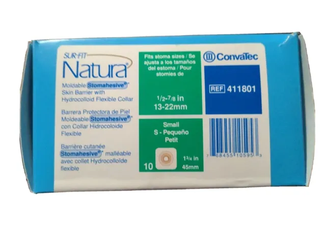 411801 ConvaTec SUR-FIT Natura Stomahesive Skin Barrier, 1/2" to 7/8" Mold-to-Fi