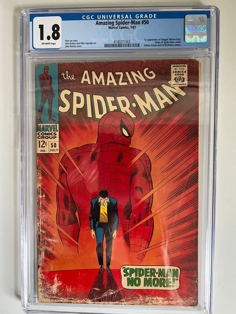 The Amazing Spider-Man 50 CGC 1.8 OW pgs, Marvel, 1st Kingpin, Classic Cover