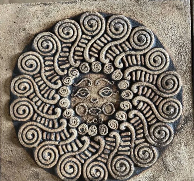 Vintage John Wenzel Clayworks Art Studio Pottery Sun Face Tile Trivet Signed