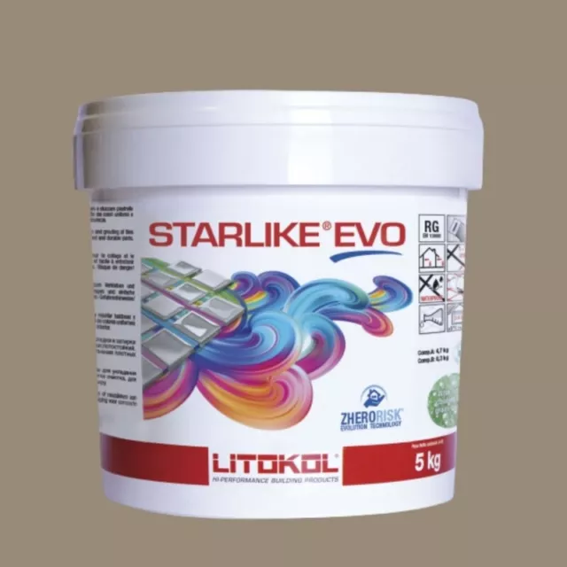 Litokol Starlike Evo 225 Tabaco Braun Resina Epoxídica Pegamento Fuga 5kg Cubos