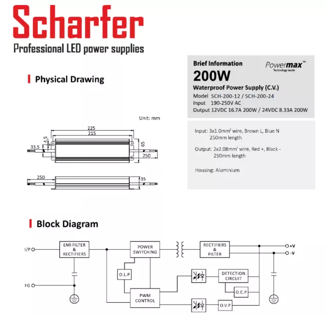Scharfer LED-Trafo IP67 hermetisch Netzteil 12V 24V Spannungstreiber 18-300W TOP 3