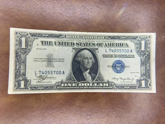 1935$1Silver Certificate Rare 🌟Double Date🌟 ! Blue Seal! Au. Crisp! Very Nice!