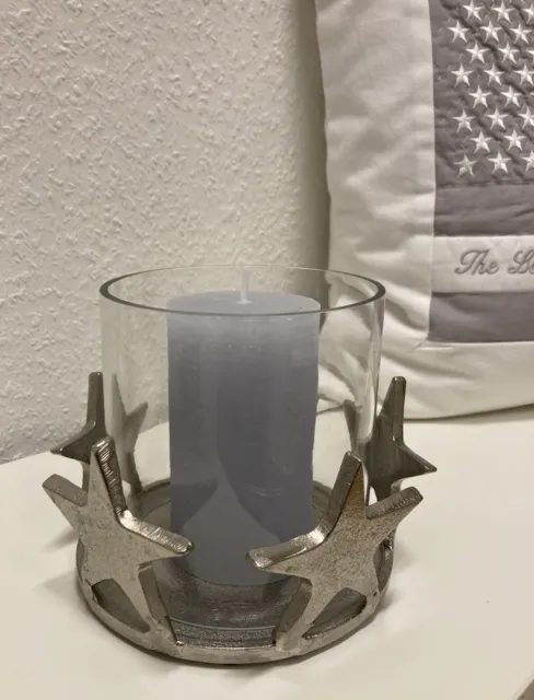 Stern Windlicht Teelichthalter Kerzenhalter 16x16x13cm Deko Maritim Metall Glas