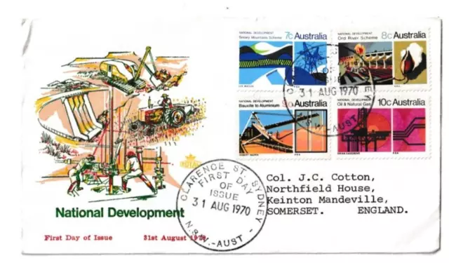 31/8/1970 Australia FDC - National Development - Clarence St. Sydney FDI