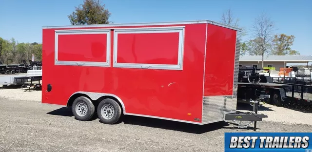 2023 8 x 16 enclosed concession 2 window vending trailer finished 8x16 marquee 3