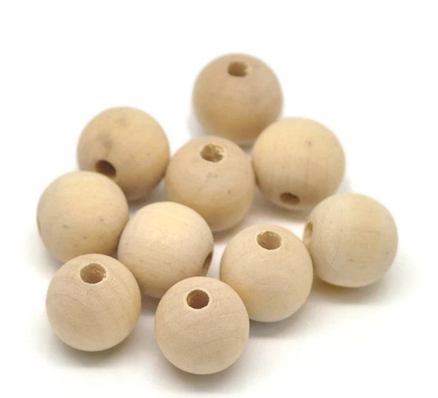 Lot De 100 Perles En Bois Naturel Marron Strié 8 Mm - Pour Création De Bijoux & Loisirs Créatifs